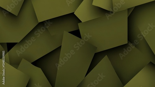 Abstract Geometric Architecture Design: A Deep Olive Green Exploration