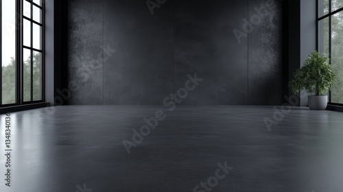 Modern, dark interior empty room