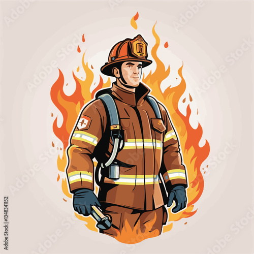 fireman, firefighter, safety, emergency, danger, man, rescue, fire, fighter, uniform, helmet, protection, background, service, red, equipment, hose, occupation, job, burn, person, work, male, hero, pr