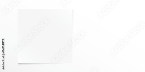 White scrap paper square shape stick on white background graphic illustration have blank space