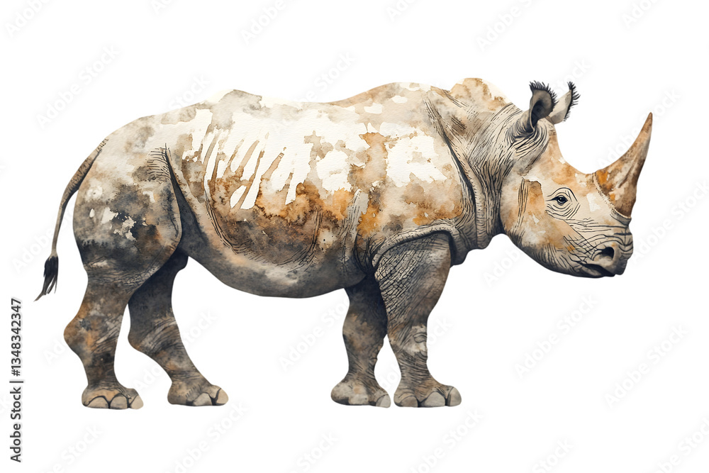 Fototapeta premium White Rhinoceros Profile Illustration