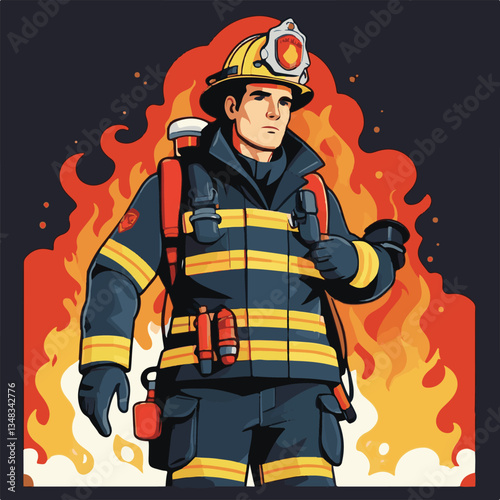 fireman, firefighter, safety, emergency, danger, man, rescue, fire, fighter, uniform, helmet, protection, background, service, red, equipment, hose, occupation, job, burn, person, work, male, hero, pr