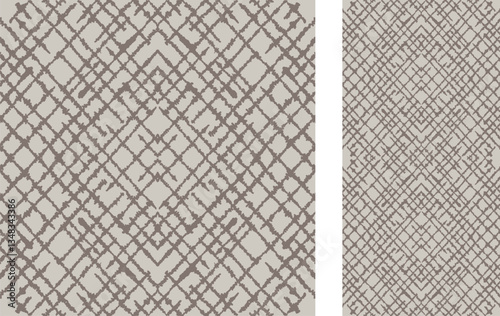 Seamless Azulejo tile. Portuguese and Spain decor in brown. Ceramic tile. Seamless geometric pattern. Vector hand drawn illustration, typical portuguese and spanish tile