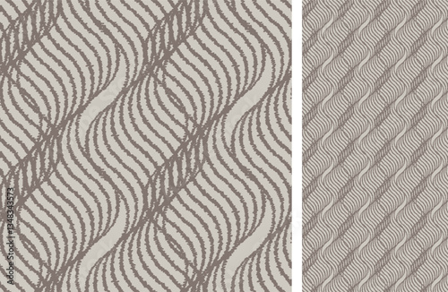 Seamless Azulejo tile. Portuguese and Spain decor in brown. Ceramic tile. Seamless geometric pattern. Vector hand drawn illustration, typical portuguese and spanish tile