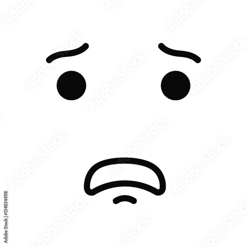 Worried Face Vector: Anxious Expression, Line Art, Minimalist Concern