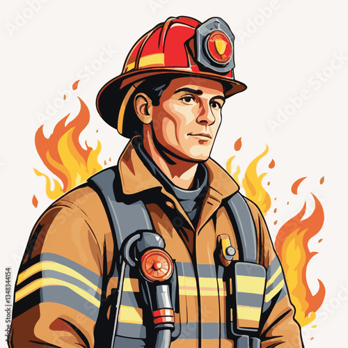 fireman, firefighter, safety, emergency, danger, man, rescue, fire, fighter, uniform, helmet, protection, background, service, red, equipment, hose, occupation, job, burn, person, work, male, hero, pr