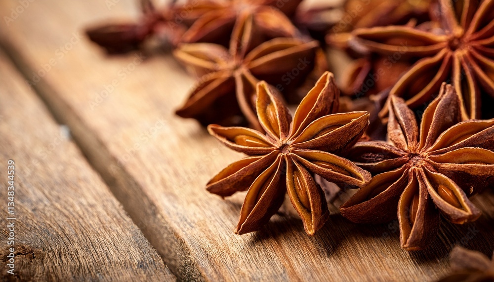 star anise on rustic wooden background star anise on rustic wooden background