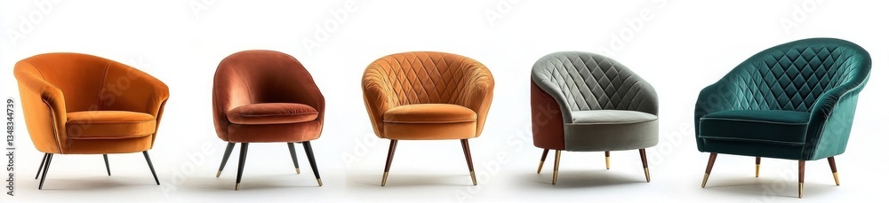 Naklejka premium Modern Upholstered Armchairs in Assorted Colors