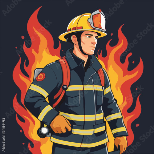 fireman, firefighter, safety, emergency, danger, man, rescue, fire, fighter, uniform, helmet, protection, background, service, red, equipment, hose, occupation, job, burn, person, work, male, hero, pr