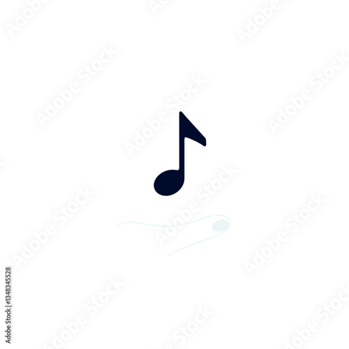 Minimalist musical note icon on white background
