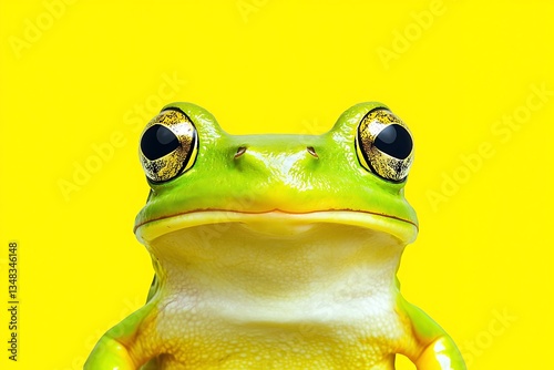 Cheerful frog artwork, half-colored in vibrant green, minimalist