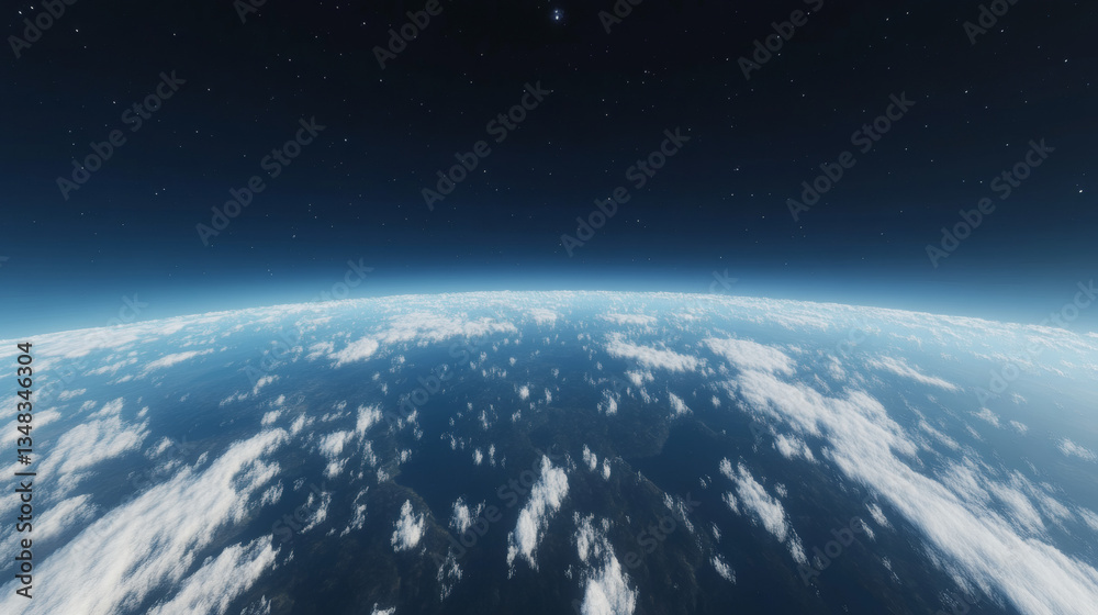 Obraz premium Aerial View of Earth from Space with Blue Atmosphere and Cloud Formations Showing Global Perspective and Natural Beauty in Outer Space