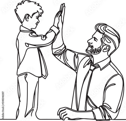 Dad and Son giving high five to Celebrating Successk