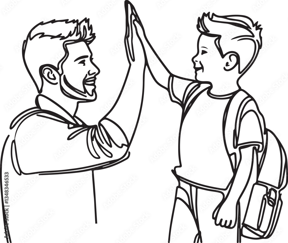 Obraz premium Dad and Son giving high five to Celebrating Successk