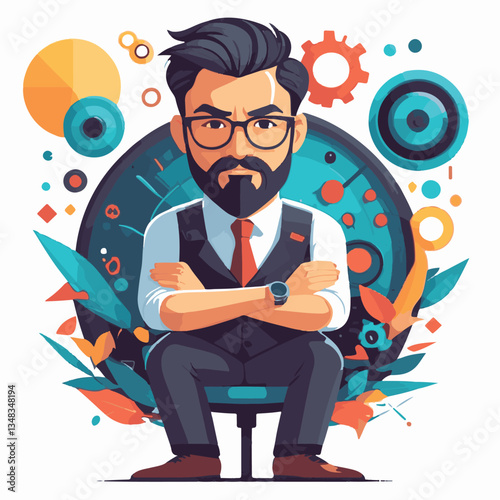 employee appreciation day, investment solution, copy space, confident man, lawyer office, finance management, boss, 40 40s, arms crossed, team, middle age, work, company formal, elder aged, latin hisp