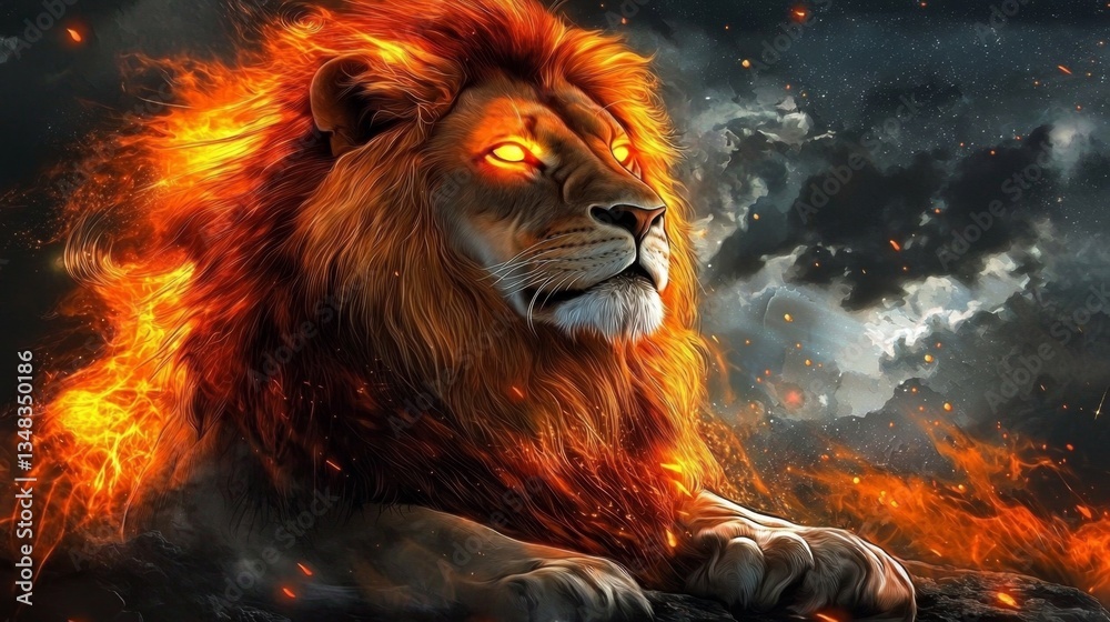 Fototapeta premium The regal pose of the lion emphasizes its biblical symbolism and power.