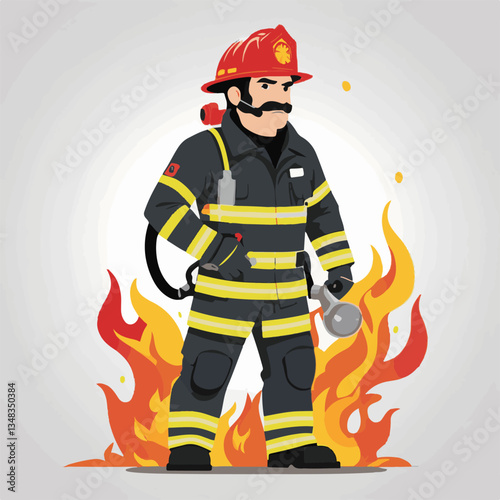fireman, firefighter, safety, emergency, danger, man, rescue, fire, fighter, uniform, helmet, protection, background, service, red, equipment, hose, occupation, job, burn, person, work, male, hero, pr