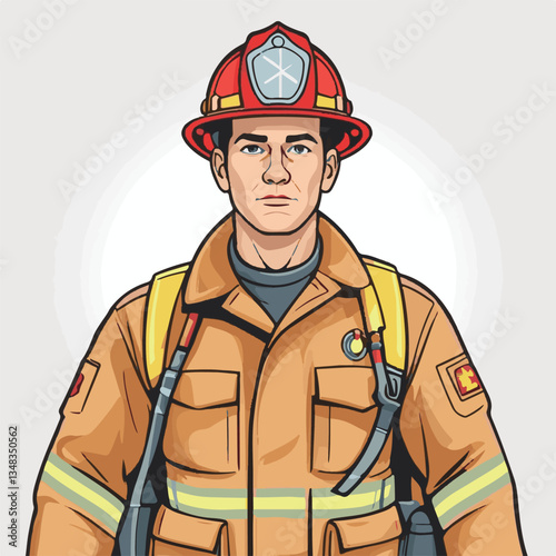 fireman, firefighter, safety, emergency, danger, man, rescue, fire, fighter, uniform, helmet, protection, background, service, red, equipment, hose, occupation, job, burn, person, work, male, hero, pr