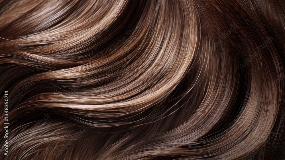 Silky Brown Hair Waves – Macro Shot of Shiny Strands Silky Brown Hair Waves – Macro Shot of Shiny Strands