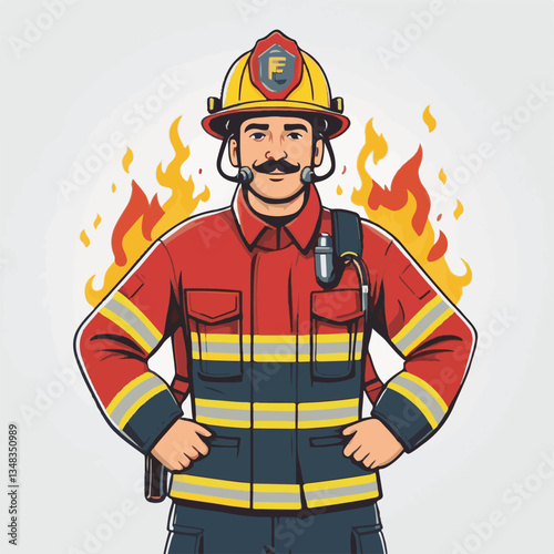 fireman, firefighter, safety, emergency, danger, man, rescue, fire, fighter, uniform, helmet, protection, background, service, red, equipment, hose, occupation, job, burn, person, work, male, hero, pr