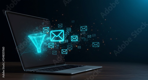 Wallpaper Mural Martech Email Marketing Funnel with Laptop and Floating Envelopes
 Torontodigital.ca