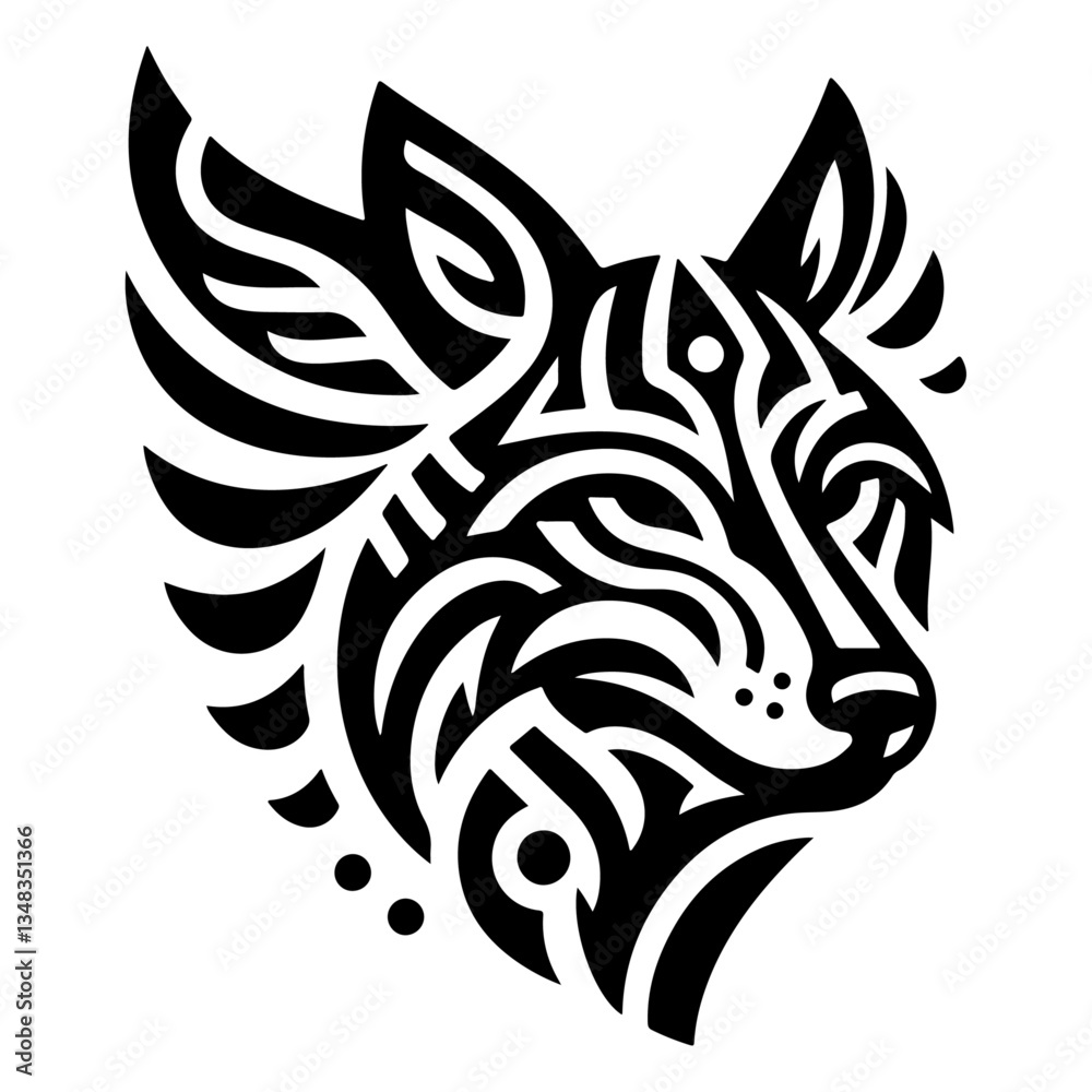 Fototapeta premium Abstract geometric fox head art in tribal style