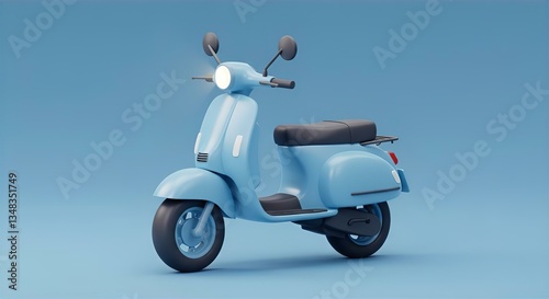 Wallpaper Mural Blue Vespa Scooter 3D Render: Classic Italian Motor Scooter, Stylish Transportation, Vintage Vehicle, Modern Design, Light Blue Moped Illustration Torontodigital.ca