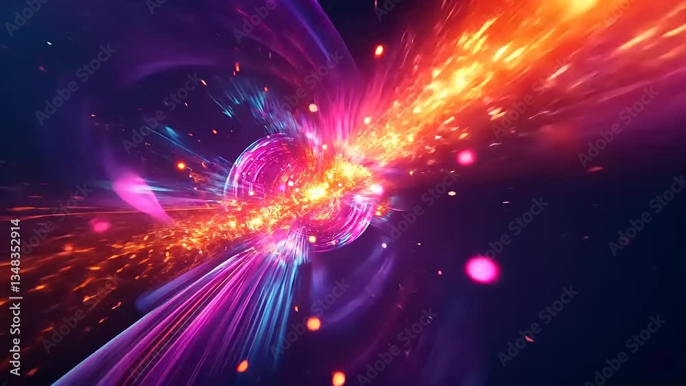 Vibrant Abstract Light Trails in Space with Colorful Swirls and Sparks Vibrant Abstract Light Trails in Space with Colorful Swirls and Sparks