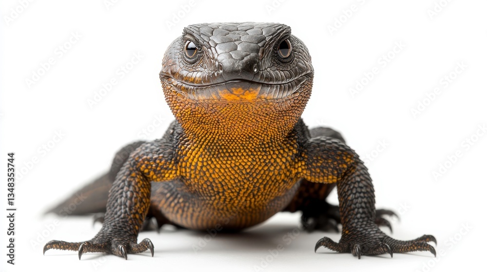 Obraz premium Lively lizard encounter studio wildlife photography white background close-up nature exploration