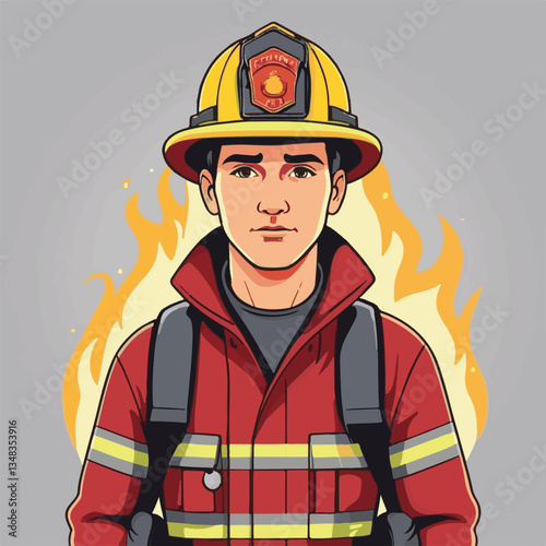 fireman, firefighter, safety, emergency, danger, man, rescue, fire, fighter, uniform, helmet, protection, background, service, red, equipment, hose, occupation, job, burn, person, work, male, hero, pr