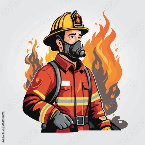 fireman, firefighter, safety, emergency, danger, man, rescue, fire, fighter, uniform, helmet, protection, background, service, red, equipment, hose, occupation, job, burn, person, work, male, hero, pr