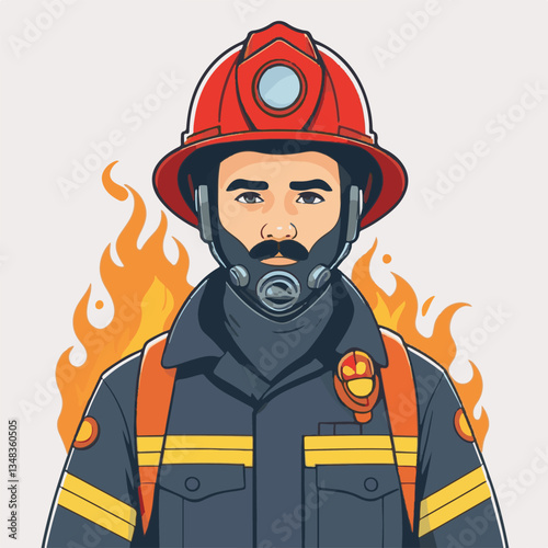 fireman, firefighter, safety, emergency, danger, man, rescue, fire, fighter, uniform, helmet, protection, background, service, red, equipment, hose, occupation, job, burn, person, work, male, hero, pr