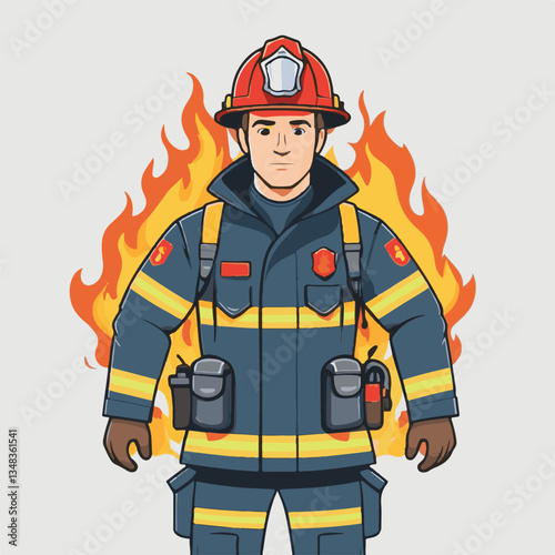 fireman, firefighter, safety, emergency, danger, man, rescue, fire, fighter, uniform, helmet, protection, background, service, red, equipment, hose, occupation, job, burn, person, work, male, hero, pr
