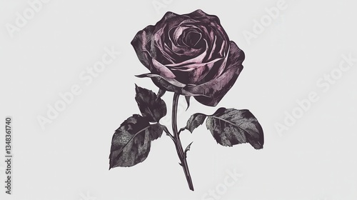 Stunning Detailed Rose Illustration: A Captivating Floral Design