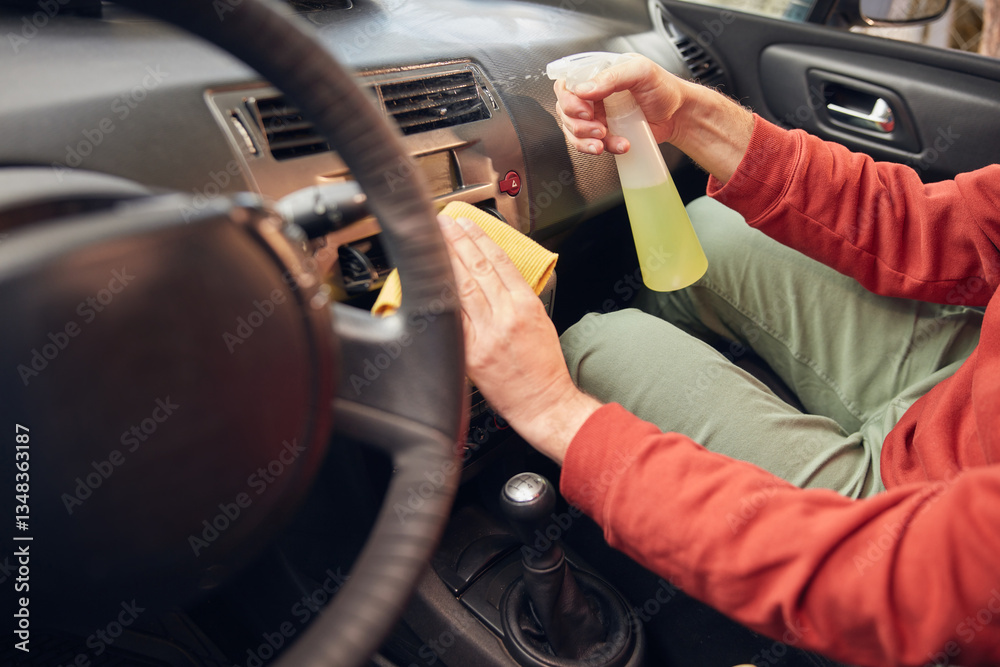 Cleaning ordinary dusty car interior and ventilation.