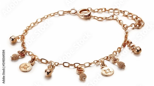 Wallpaper Mural A charm bracelet outline with multiple small charms attached to a fine chain on a white background. Torontodigital.ca