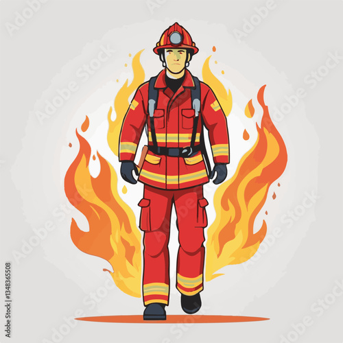 fireman, firefighter, safety, emergency, danger, man, rescue, fire, fighter, uniform, helmet, protection, background, service, red, equipment, hose, occupation, job, burn, person, work, male, hero, pr