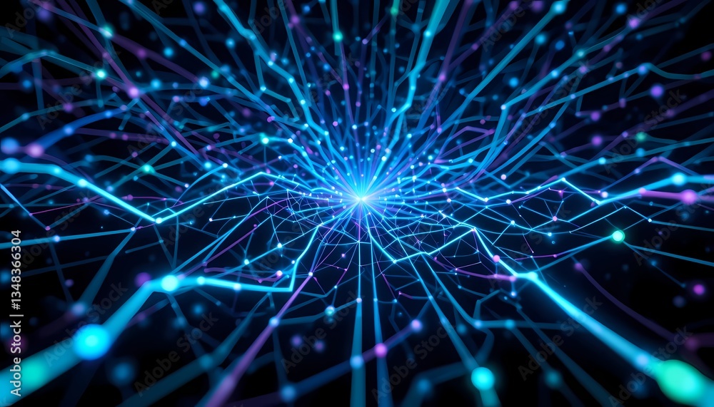 Fototapeta premium Digital Neural Network with Glowing Blue Connections in Futuristic AI Concept