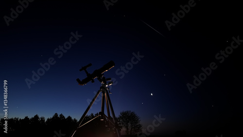 Obraz na płótnie Astronomical telescope for observing stars, planets, Moon and other celestial objects. w salonie