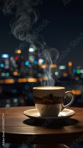 Wallpaper Mural Night Cityscape Coffee: Warm Drink, Cool View Torontodigital.ca