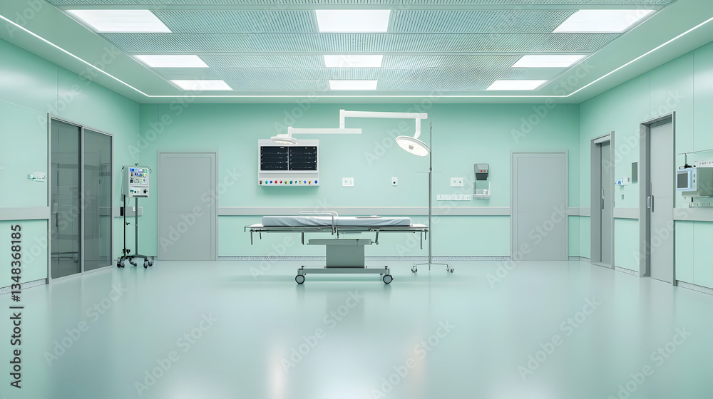 Mint Green Empty Modern Operating Room Interior Mint Green Empty Modern Operating Room Interior