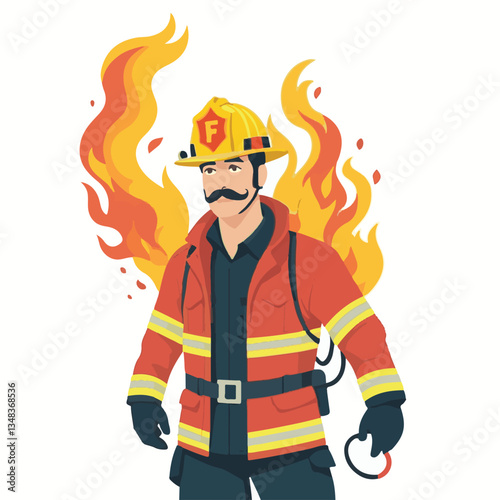 fireman, firefighter, safety, emergency, danger, man, rescue, fire, fighter, uniform, helmet, protection, background, service, red, equipment, hose, occupation, job, burn, person, work, male, hero, pr