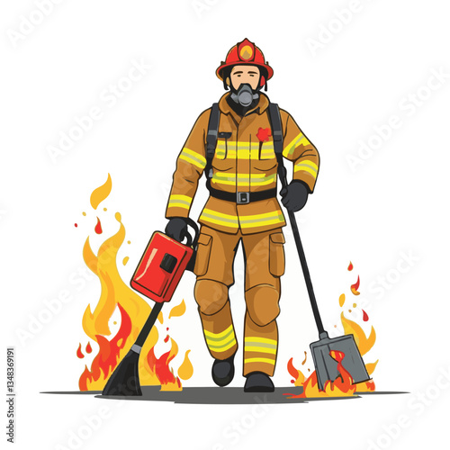fireman, firefighter, safety, emergency, danger, man, rescue, fire, fighter, uniform, helmet, protection, background, service, red, equipment, hose, occupation, job, burn, person, work, male, hero, pr