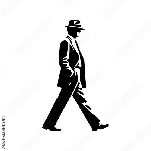detective mafia silhouette hat spies vector walking	
