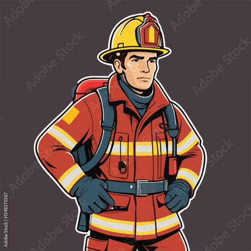 fireman, firefighter, safety, emergency, danger, man, rescue, fire, fighter, uniform, helmet, protection, background, service, red, equipment, hose, occupation, job, burn, person, work, male, hero, pr