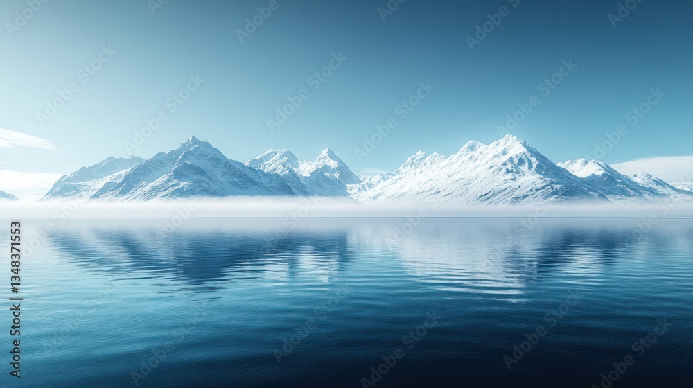 custom made wallpaper toronto digitalSnow-capped peaks rise dramatically from serene waters, creating stunning reflections beneath a bright sky. This remote landscape evokes tranquility and natural beauty