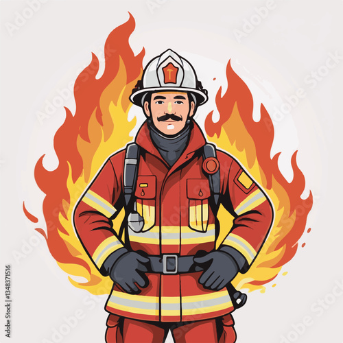 fireman, firefighter, safety, emergency, danger, man, rescue, fire, fighter, uniform, helmet, protection, background, service, red, equipment, hose, occupation, job, burn, person, work, male, hero, pr