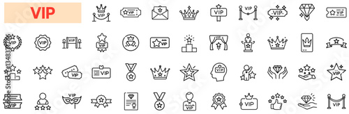VIP & Exclusive Membership Icon Set – Luxury Access, Premium Service, Elite Status, Exclusive Event, Special Privileges, Loyalty Program, Membership Rewards, Celebrity, Prestige
