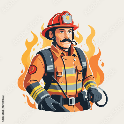 fireman, firefighter, safety, emergency, danger, man, rescue, fire, fighter, uniform, helmet, protection, background, service, red, equipment, hose, occupation, job, burn, person, work, male, hero, pr