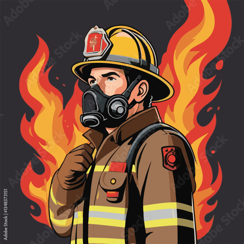 fireman, firefighter, safety, emergency, danger, man, rescue, fire, fighter, uniform, helmet, protection, background, service, red, equipment, hose, occupation, job, burn, person, work, male, hero, pr